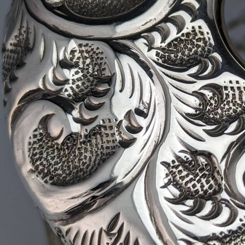 1910年 英国アンティーク 純銀蓋 カットガラスジャー J H Worrall and Son