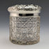 1910 British antique pure silver lid cut glass jar JH Worrall and Son