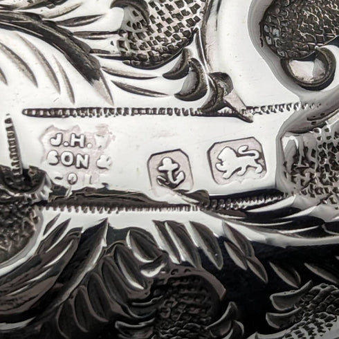 1910年 英国アンティーク 純銀蓋 カットガラスジャー J H Worrall and Son