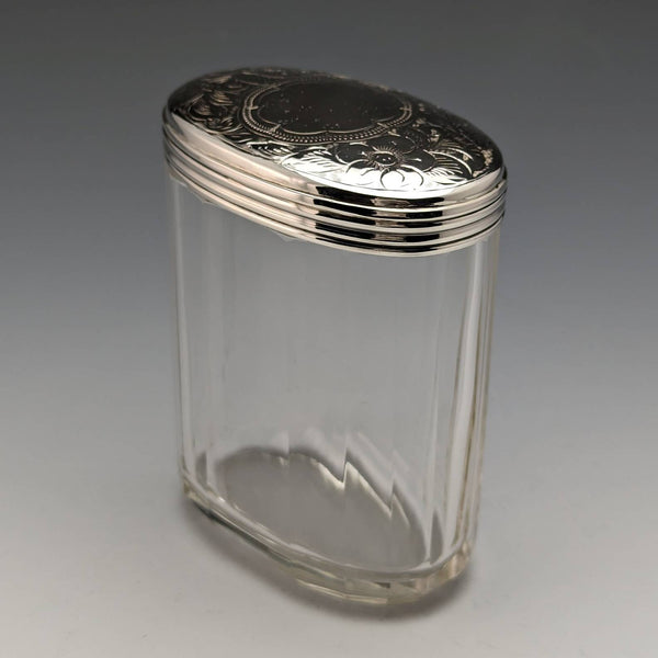 1899 British Antique Pure Silver Lid Glass Bottle William Harrison Walter