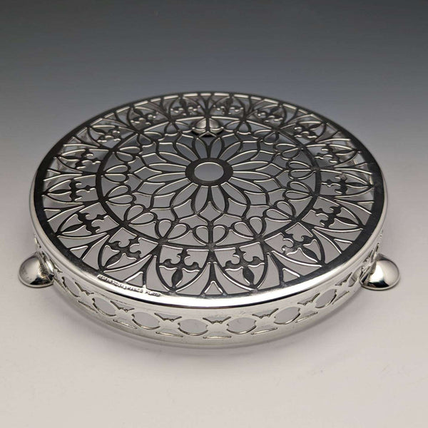 1923 British antique silver plated teapot coaster