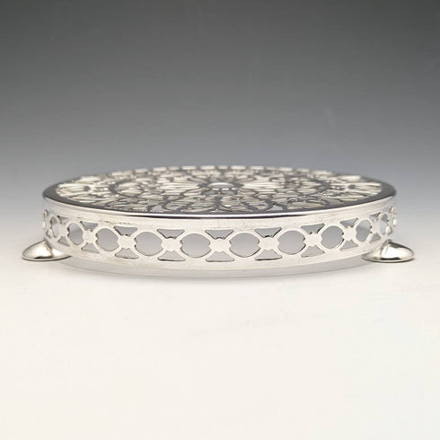 1923 British antique silver plated teapot coaster