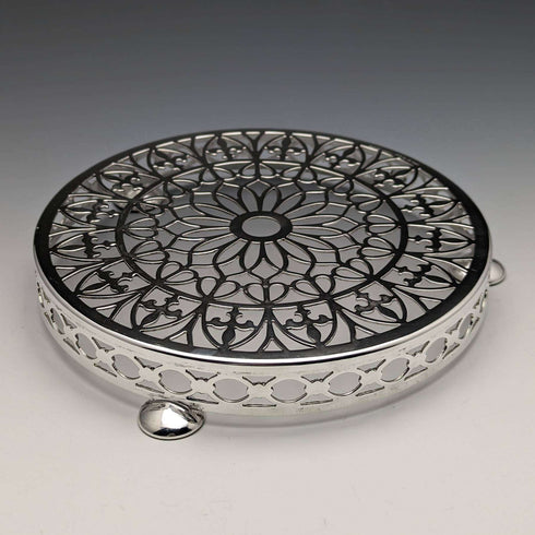 1923 British antique silver plated teapot coaster