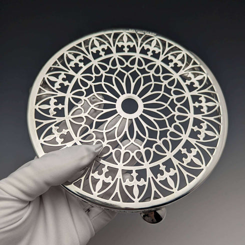 1923 British antique silver plated teapot coaster