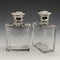 1915 British antique pure silver lid glass bottle pair Walker and Hall
