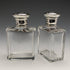 1915 British antique pure silver lid glass bottle pair Walker and Hall