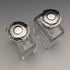 1915 British antique pure silver lid glass bottle pair Walker and Hall