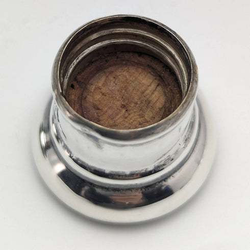 1915 British antique pure silver lid glass bottle pair Walker and Hall