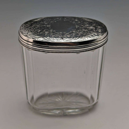 1880 British Antique Pure Silver Lid Glass Bottle Arnold and Lewis