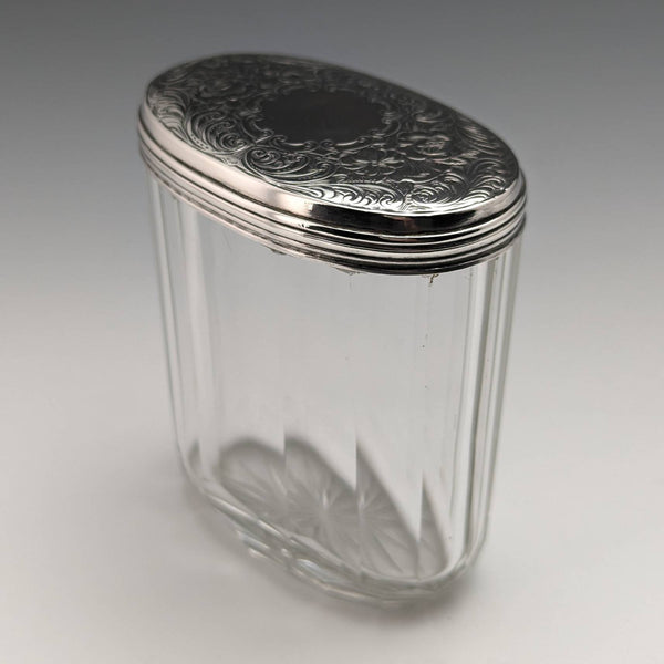 1880 British Antique Pure Silver Lid Glass Bottle Arnold and Lewis