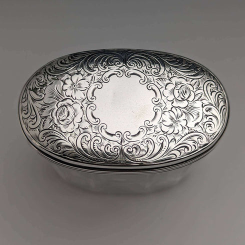 1880 British Antique Pure Silver Lid Glass Bottle Arnold and Lewis