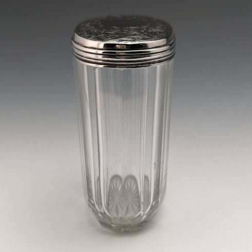 1880 British Antique Pure Silver Lid Glass Bottle Arnold and Lewis