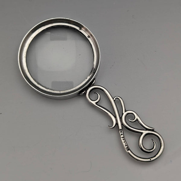 1878 British Antique Sterling Silver Small Loupe Magnifying Glass Lawrence Emanual