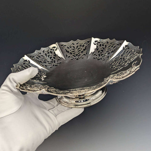 1922 年左右英國古董鍍銀蜜餞/Tazza 直徑 24 厘米 Mappin 和 Webb