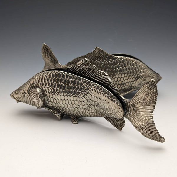 British vintage pewter fish figurine pair