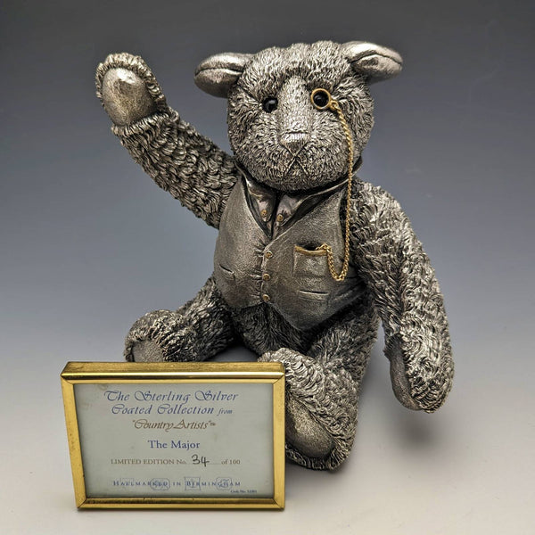 UK Country Artists Super Large Teddy Bear Sterling Silver Sculpture Figurine World Limited 100