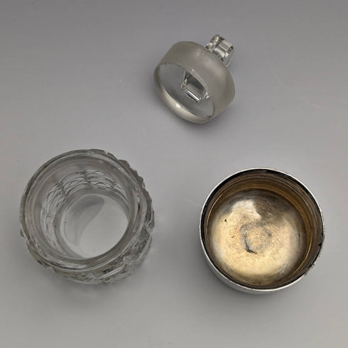 1905 British Antique Cut Glass Perfume Bottle Pure Silver Lid S Blankensee