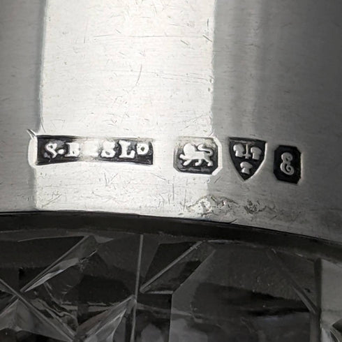 1905 British Antique Cut Glass Perfume Bottle Pure Silver Lid S Blankensee