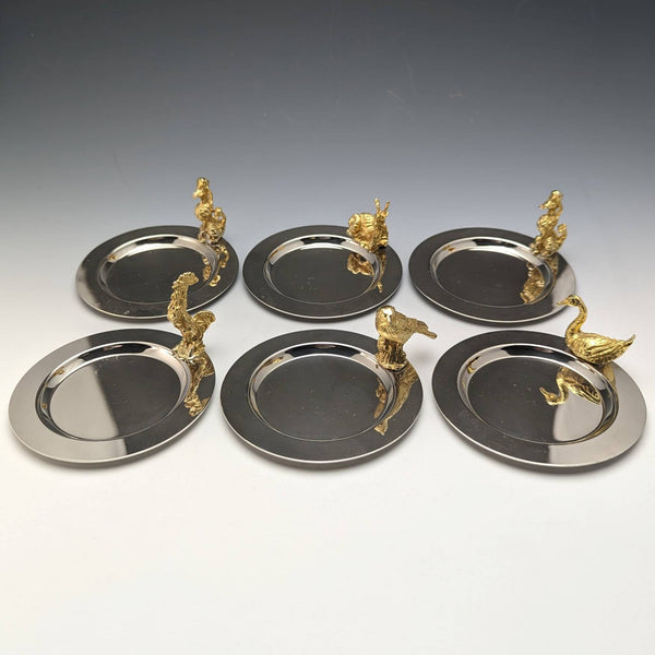 英国ヴィンテージ スモールディッシュ 6枚セット アニマルフィニアル