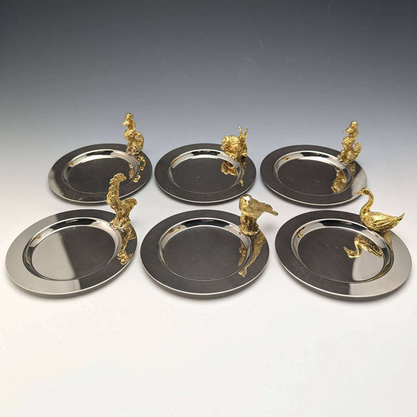 British Vintage Small Dish Set of 6 Animal Finials