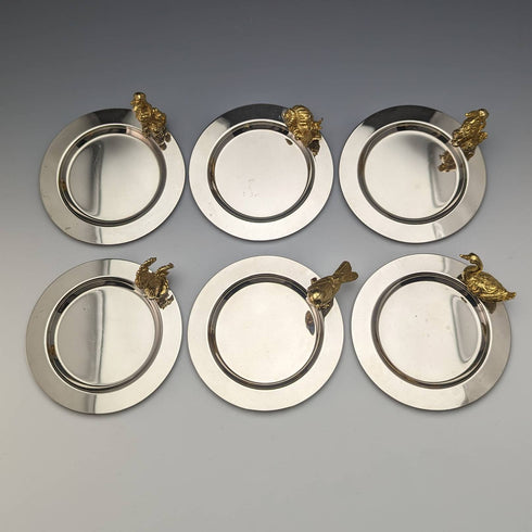 British Vintage Small Dish Set of 6 Animal Finials