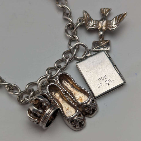 British vintage sterling silver charm bracelet 31g
