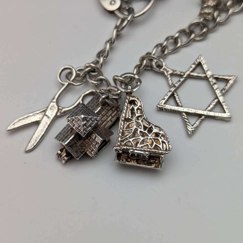British vintage sterling silver charm bracelet 31g