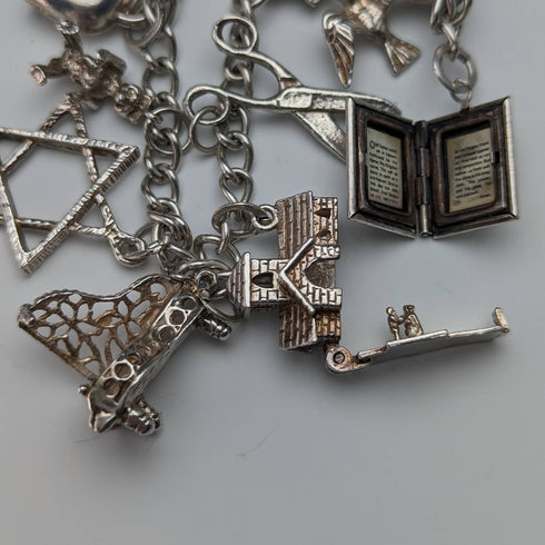 British vintage sterling silver charm bracelet 31g