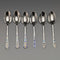 1930s British Vintage Sterling Silver Enameled Teaspoon Set of 6