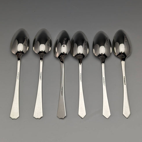 1930s British Vintage Sterling Silver Enameled Teaspoon Set of 6