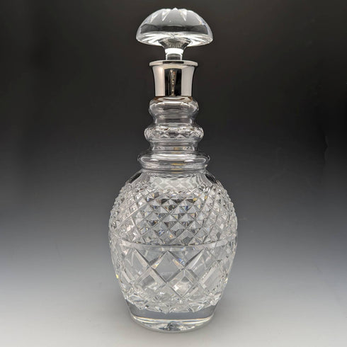1979년 영국 빈티지 컷 글라스 순은 장식 디캔터 Mappin and Webb