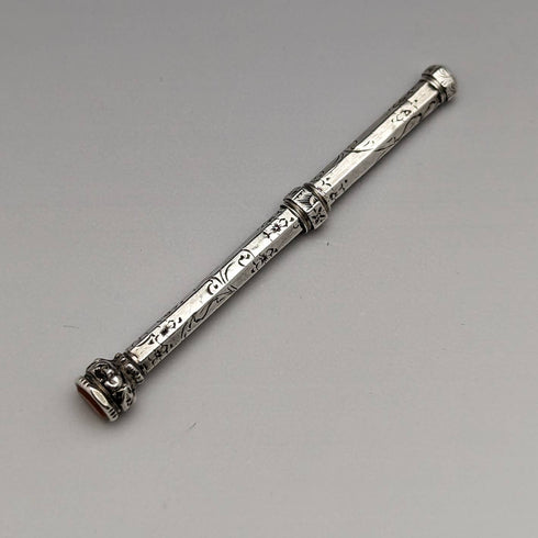 古董自动铅笔 镀银 玻璃装饰 伸缩式63-81mm