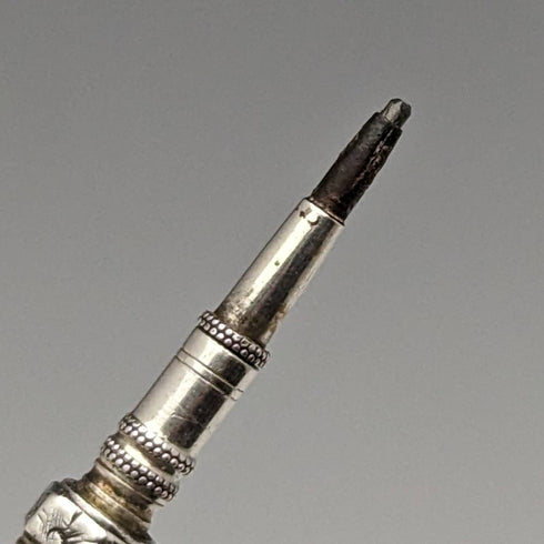 古董自动铅笔 镀银 玻璃装饰 伸缩式63-81mm