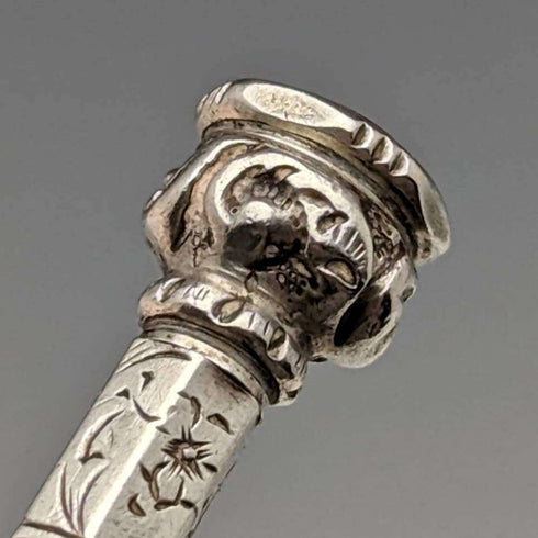 古董自动铅笔 镀银 玻璃装饰 伸缩式63-81mm