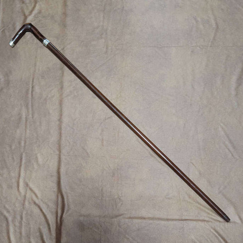 1895年英國古董紳士手杖,純銀裝飾L形手柄,91厘米