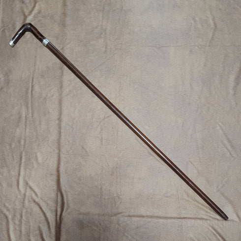 1895年英國古董紳士手杖,純銀裝飾L形手柄,91厘米