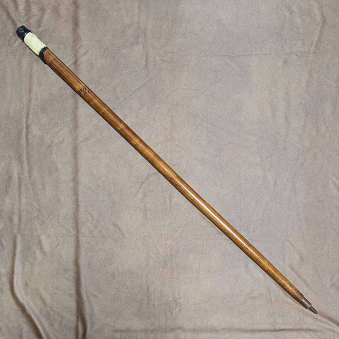 Bastón de senderismo antiguo de fabricación suiza, mango con piel, 82 cm