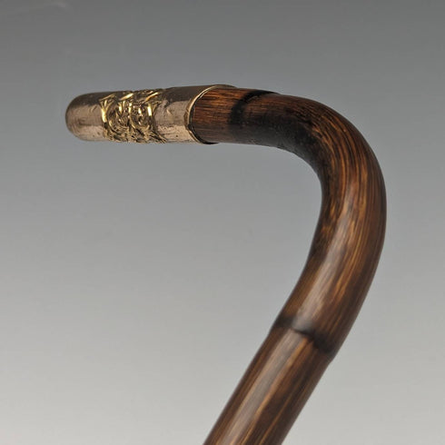 Bastón antiguo británico de caña fina y ligera, mango en L, 91,5 cm, circa 1900