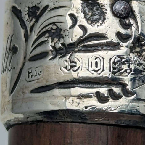 1895年英國古董紳士手杖,純銀裝飾L形手柄,91厘米