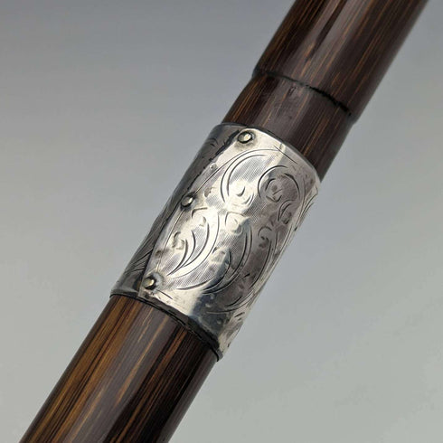 1919 British Antique Gentleman's Thin Lightweight Walking Stick with Curved Handle 91cm