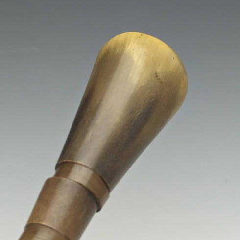 Antique British gentleman's walking stick, multi-coloured horn shaft, round handle, 85cm