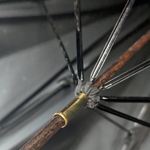 Early 20th Century British Antique Gentleman's Buanbrella Black Sterling Silver Engraved Handle 93cm