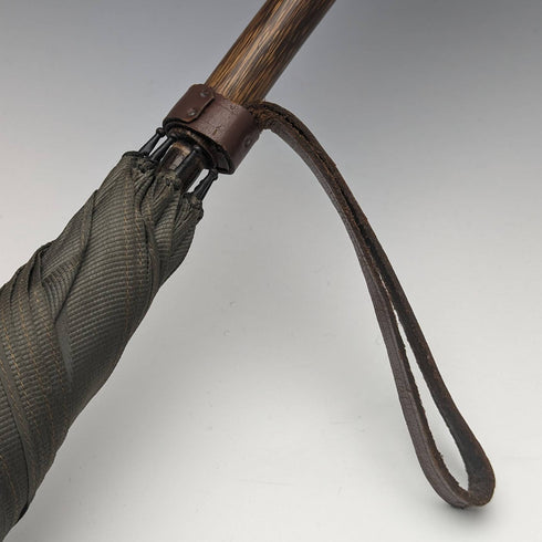 1919年 英国アンティーク 紳士用ブアンブレラ グリーン 純銀製 丸ハンドル 87cm