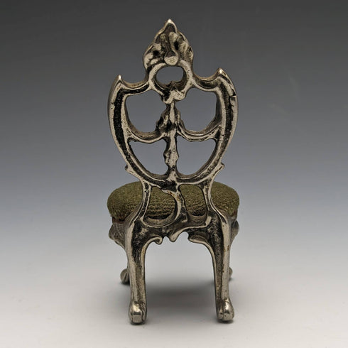 1940s Brass Chair Pocket Watch Holder with Moss Green Seat