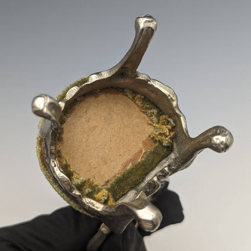 1940s Brass Chair Pocket Watch Holder with Moss Green Seat