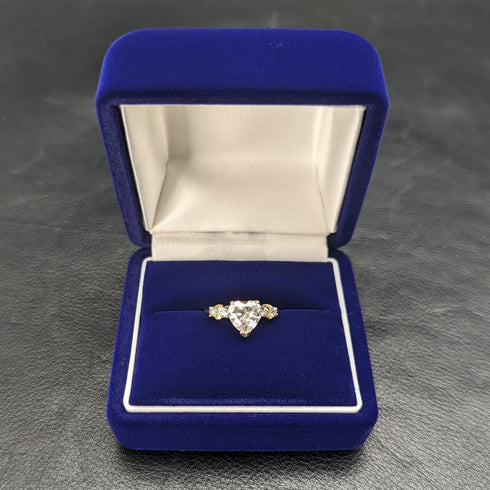 英國復古珠寶心形氧化鋯鍍金純銀戒指