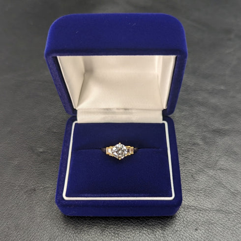 英國復古珠寶方晶鋯石鍍金純銀戒指