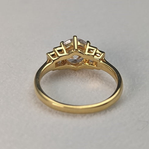 英國復古珠寶方晶鋯石鍍金純銀戒指