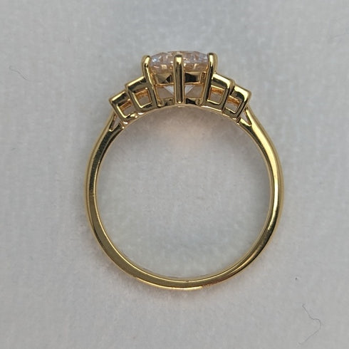 英國復古珠寶方晶鋯石鍍金純銀戒指