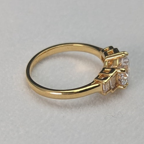 英國復古珠寶方晶鋯石鍍金純銀戒指